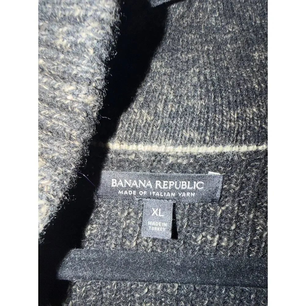 Banana Republic XL Charcoal Ribbed Popover Sweater Italian Yarn